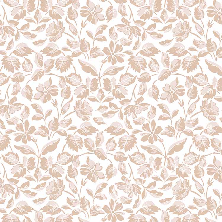 Small Scale Heritage Floral Tapestry White peel and stick wallpaper pattern swatch
